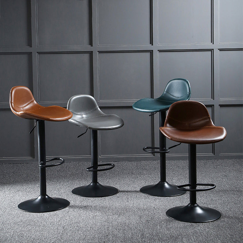 Scandinavian Adjustable Height Bar Stool Faux Leather Footrest Bar Stool