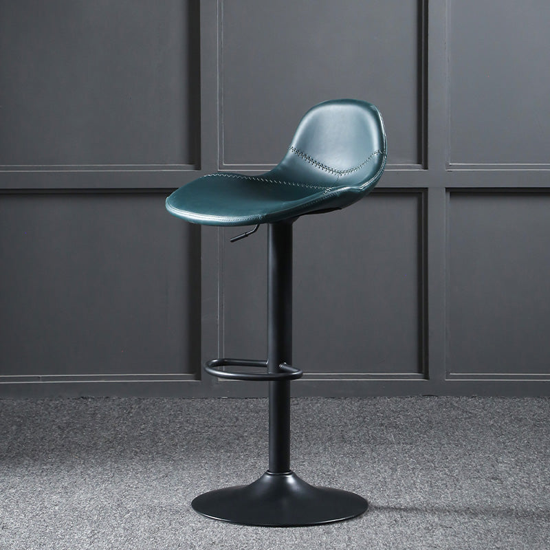 Scandinavian Adjustable Height Bar Stool Faux Leather Footrest Bar Stool