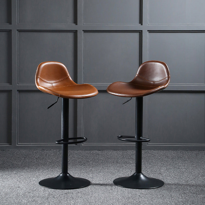 Scandinavian Adjustable Height Bar Stool Faux Leather Footrest Bar Stool