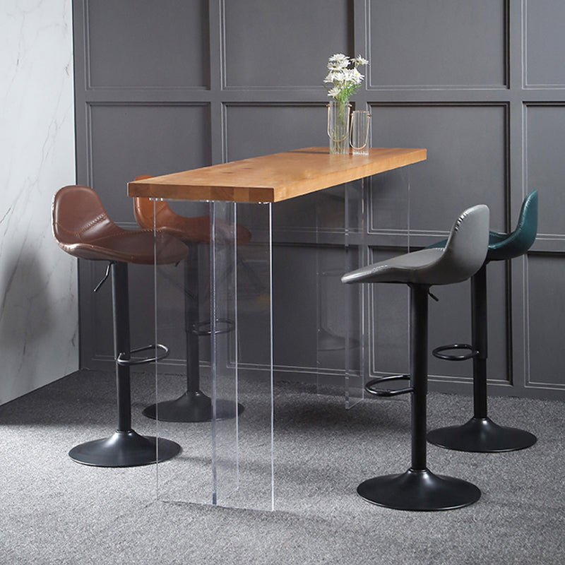 Scandinavian Adjustable Height Bar Stool Faux Leather Footrest Bar Stool