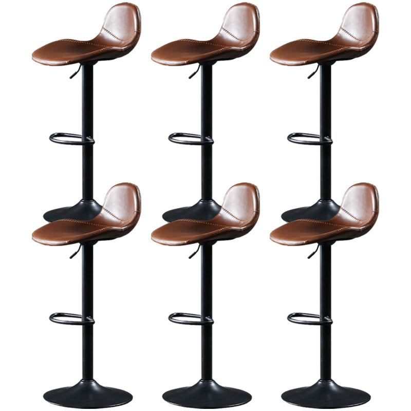 Scandinavian Adjustable Height Bar Stool Faux Leather Footrest Bar Stool