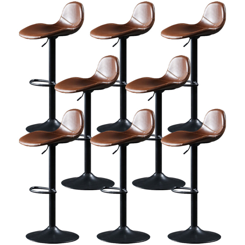 Scandinavian Adjustable Height Bar Stool Faux Leather Footrest Bar Stool