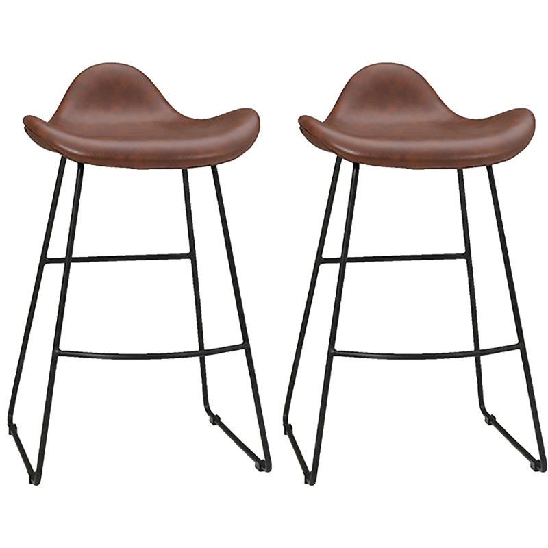 Modern Leather Armless Home Stool Matte Finish Barstool with Footrest