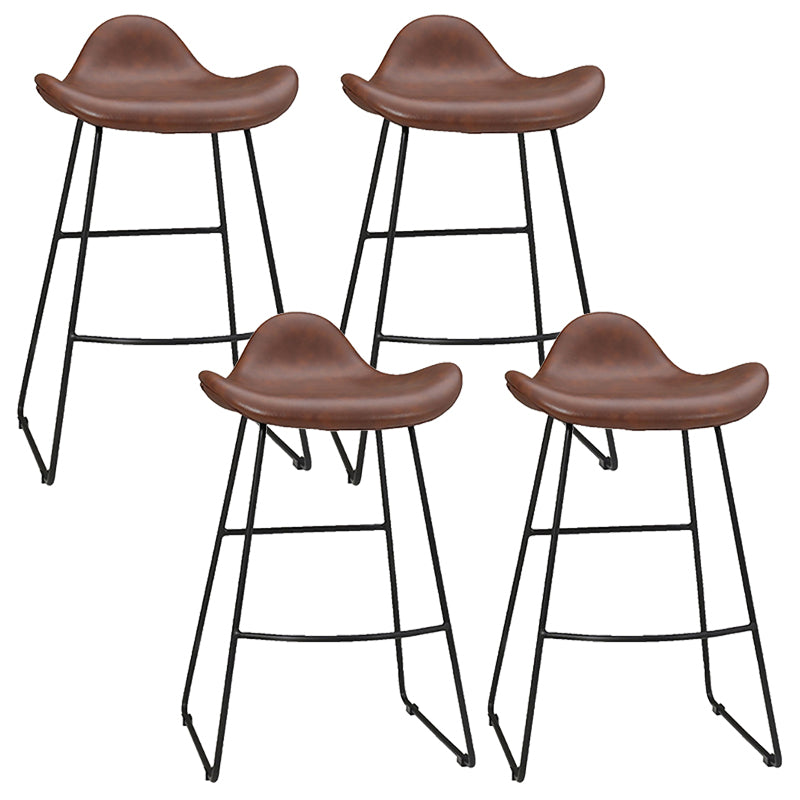 Modern Leather Armless Home Stool Matte Finish Barstool with Footrest