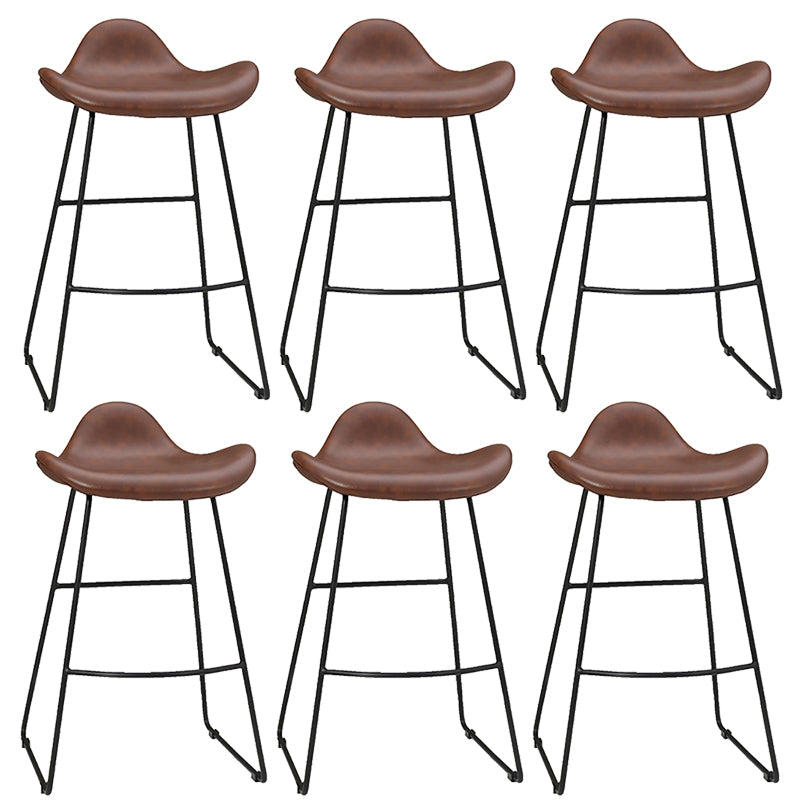 Modern Leather Armless Home Stool Matte Finish Barstool with Footrest