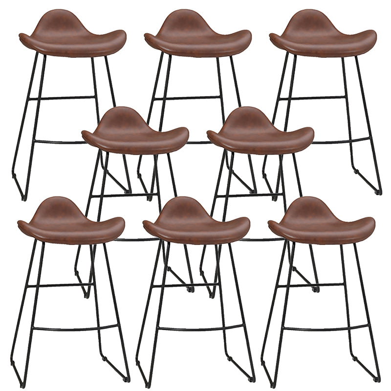 Modern Leather Armless Home Stool Matte Finish Barstool with Footrest