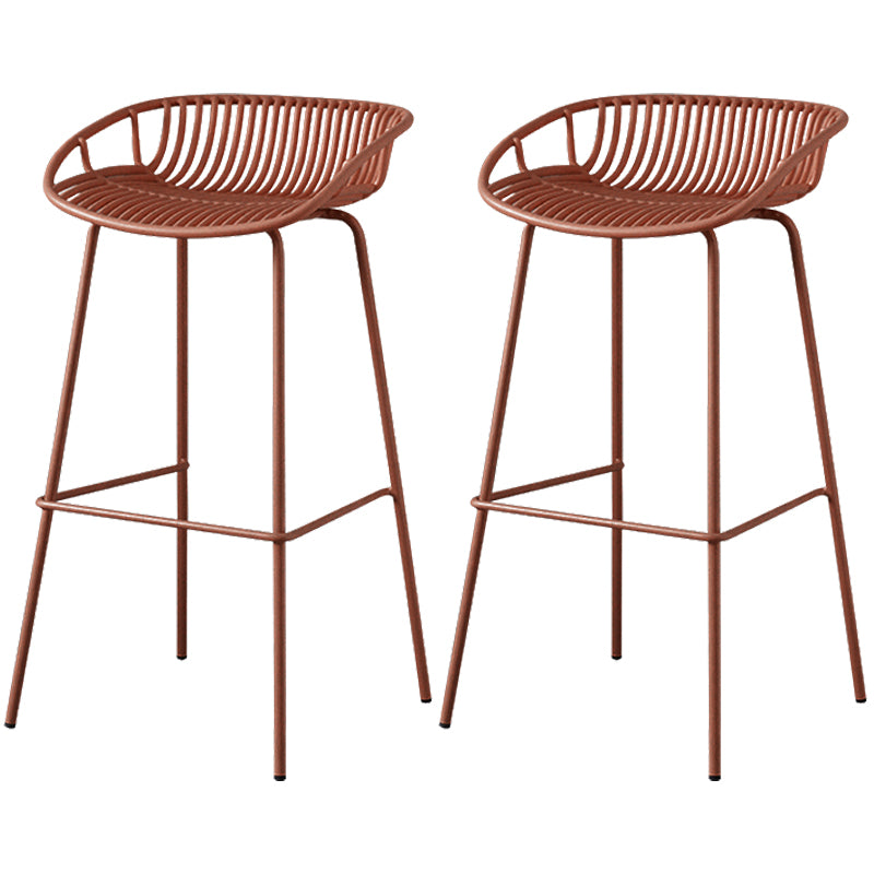 Contemporary Armed Contoured Seat PP Plastic Stool with Metal Base