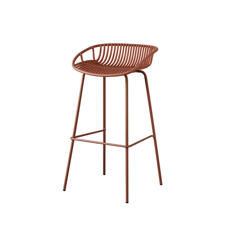 Contemporary Armed Contoured Seat PP Plastic Stool with Metal Base