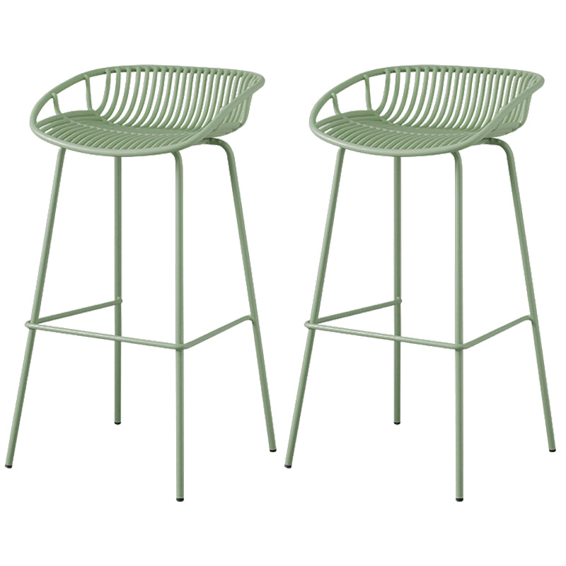 Contemporary Armed Contoured Seat PP Plastic Stool with Metal Base