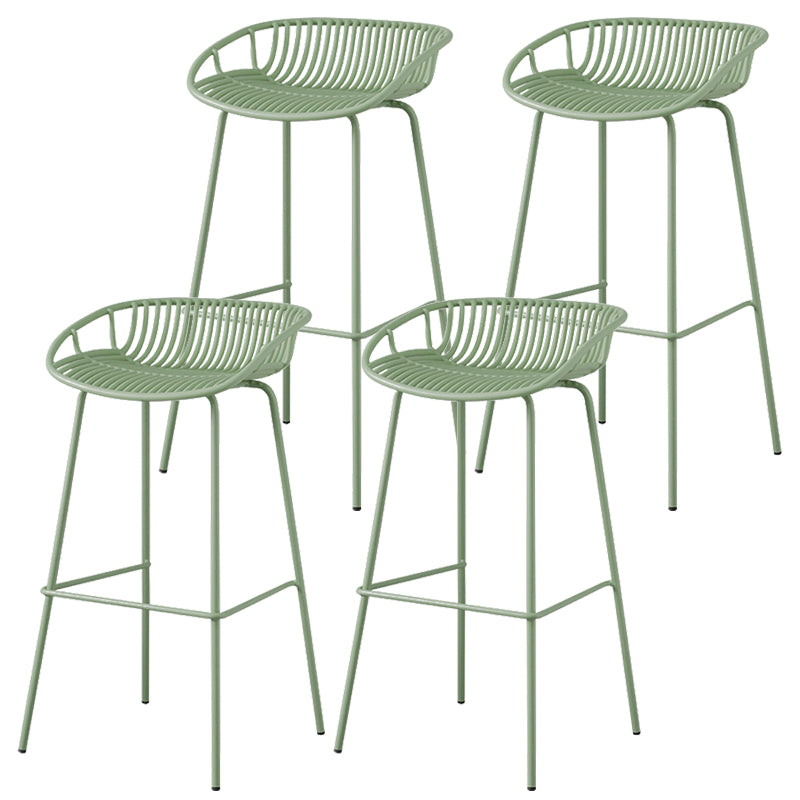 Contemporary Armed Contoured Seat PP Plastic Stool with Metal Base
