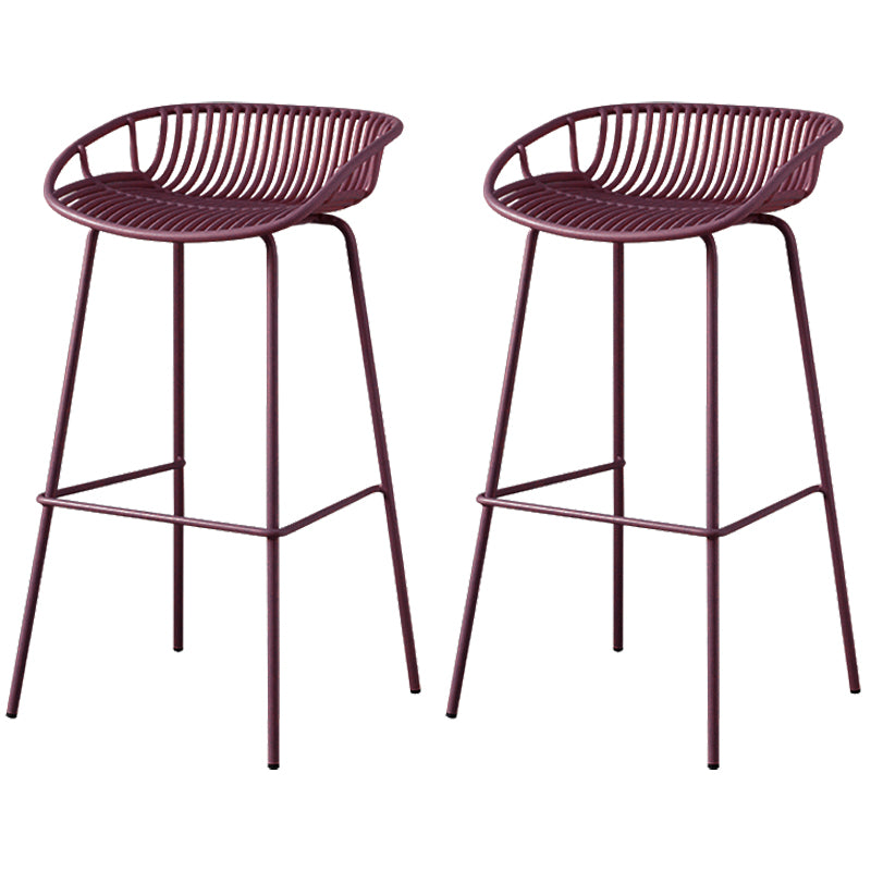 Contemporary Armed Contoured Seat PP Plastic Stool with Metal Base