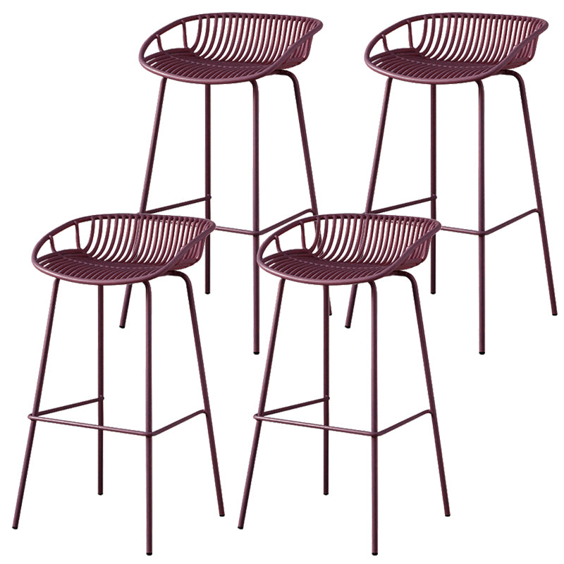 Contemporary Armed Contoured Seat PP Plastic Stool with Metal Base