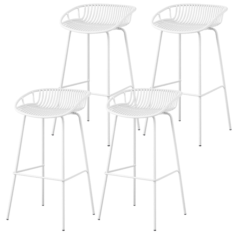 Contemporary Armed Contoured Seat PP Plastic Stool with Metal Base