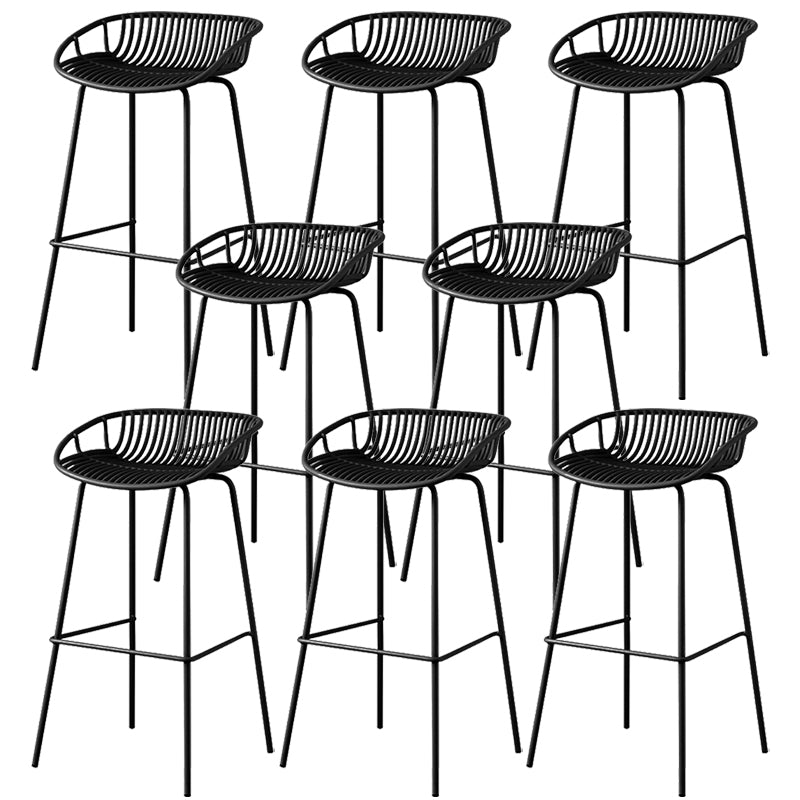 Contemporary Armed Contoured Seat PP Plastic Stool with Metal Base