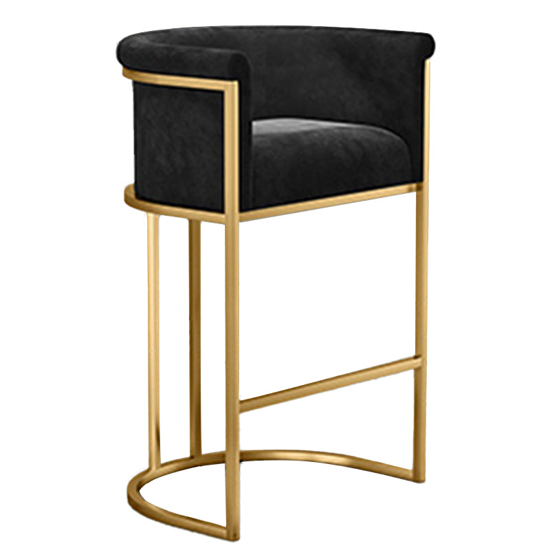 Scandinavian Footrest Upholstered Bar Stool Coffee Shop Low Back Counter Bar Stool