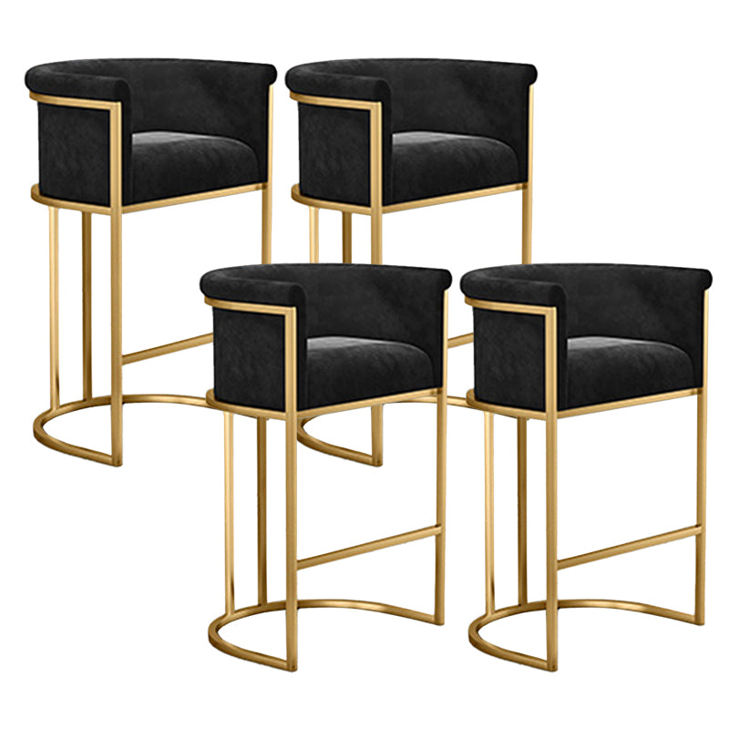 Scandinavian Footrest Upholstered Bar Stool Coffee Shop Low Back Counter Bar Stool