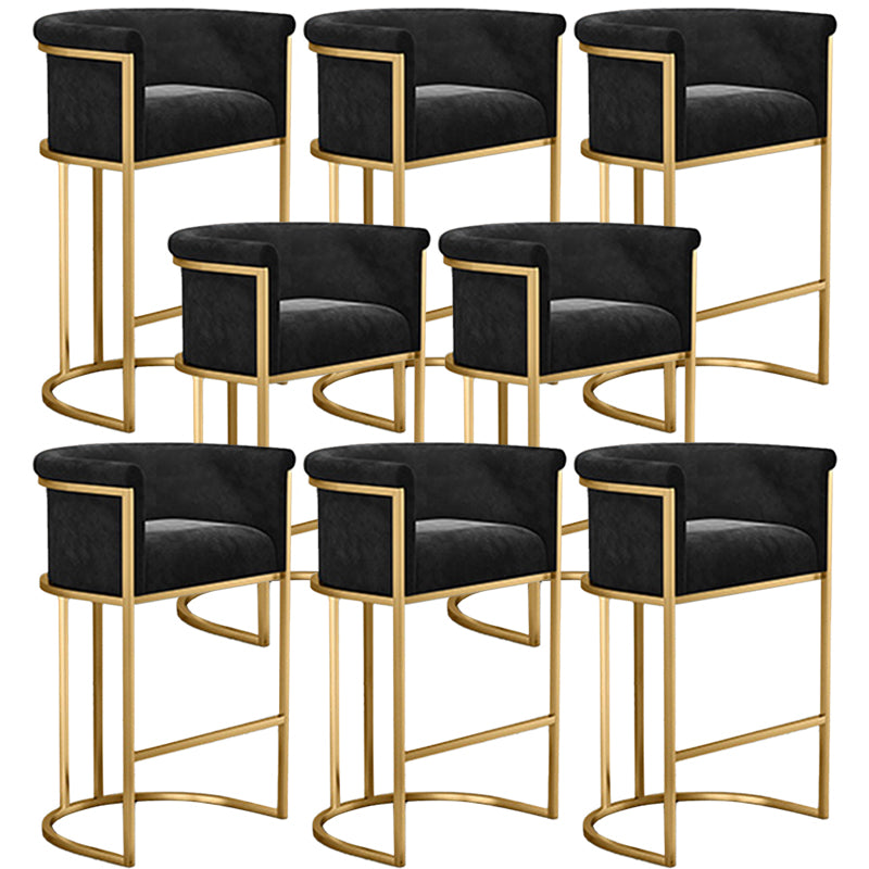 Scandinavian Footrest Upholstered Bar Stool Coffee Shop Low Back Counter Bar Stool