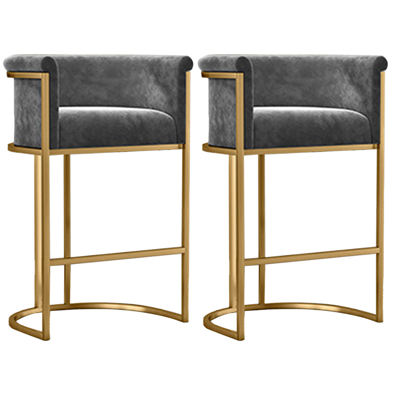 Scandinavian Footrest Upholstered Bar Stool Coffee Shop Low Back Counter Bar Stool