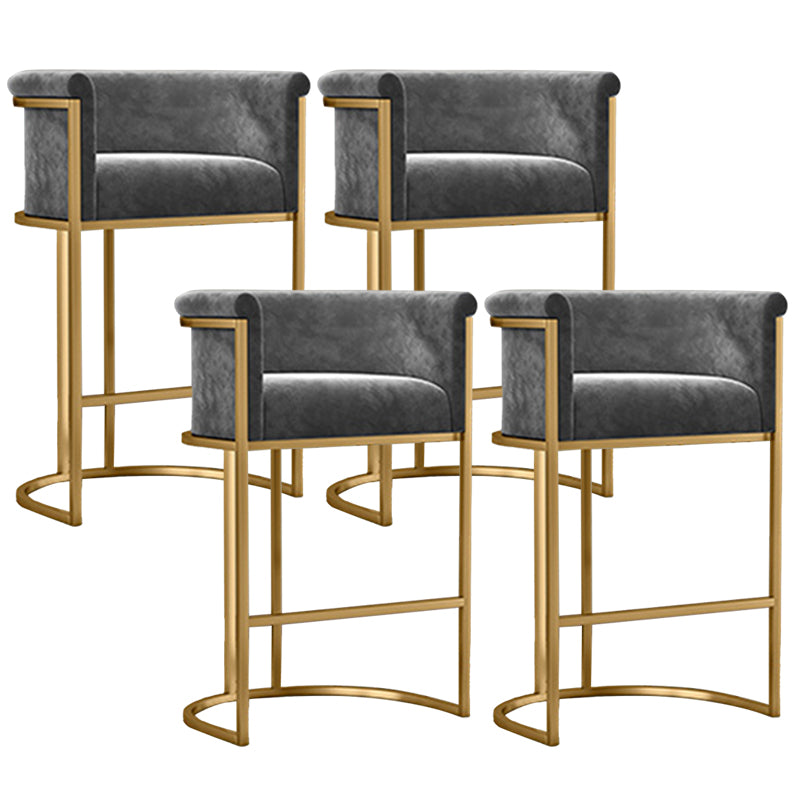 Scandinavian Footrest Upholstered Bar Stool Coffee Shop Low Back Counter Bar Stool