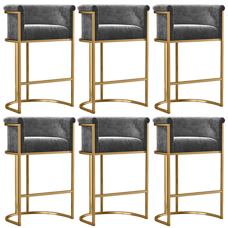 Scandinavian Footrest Upholstered Bar Stool Coffee Shop Low Back Counter Bar Stool