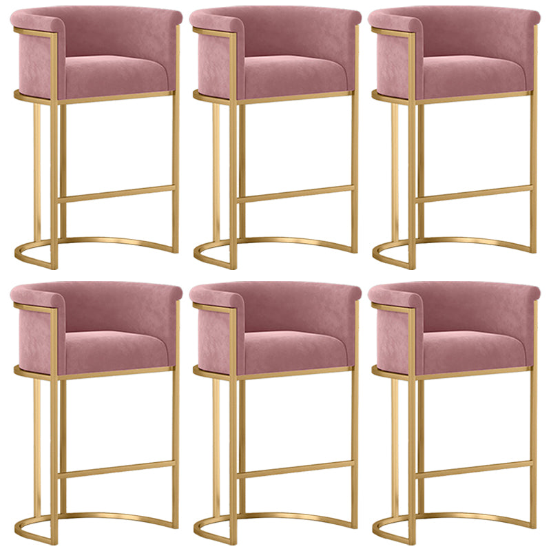 Scandinavian Footrest Upholstered Bar Stool Coffee Shop Low Back Counter Bar Stool