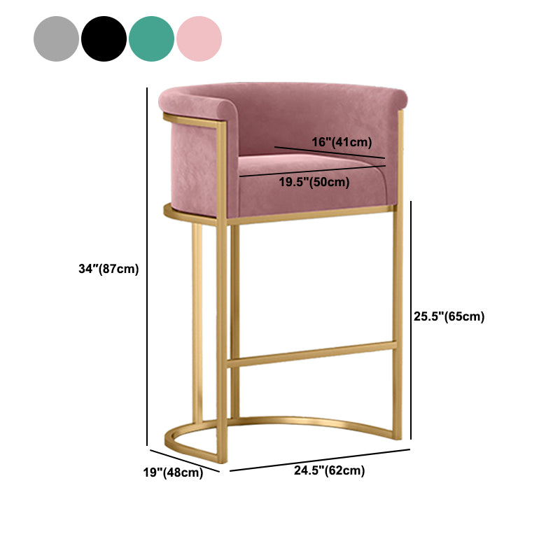 Scandinavian Footrest Upholstered Bar Stool Coffee Shop Low Back Counter Bar Stool