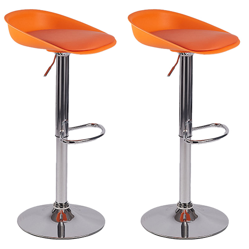 Plastic Adjustable Height Bar Stool Modern PU Upholstered Stool with Footrest