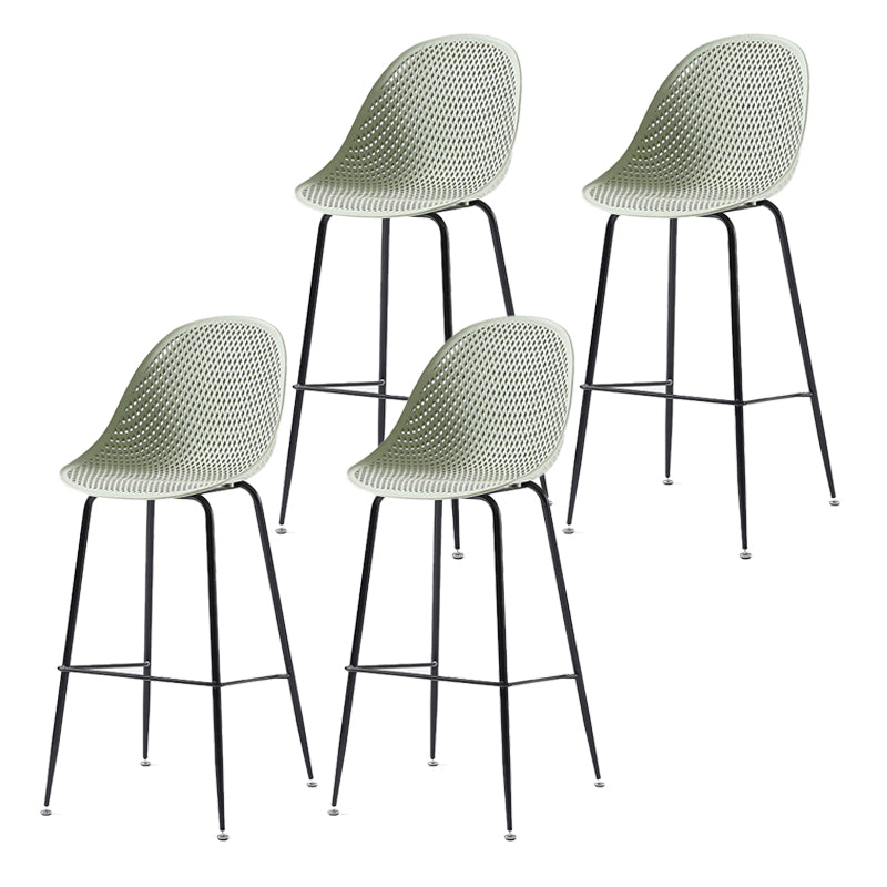 Bucket Plastic Counter Height Bar Stool Scandinavian Armless Stool with Metal Legs