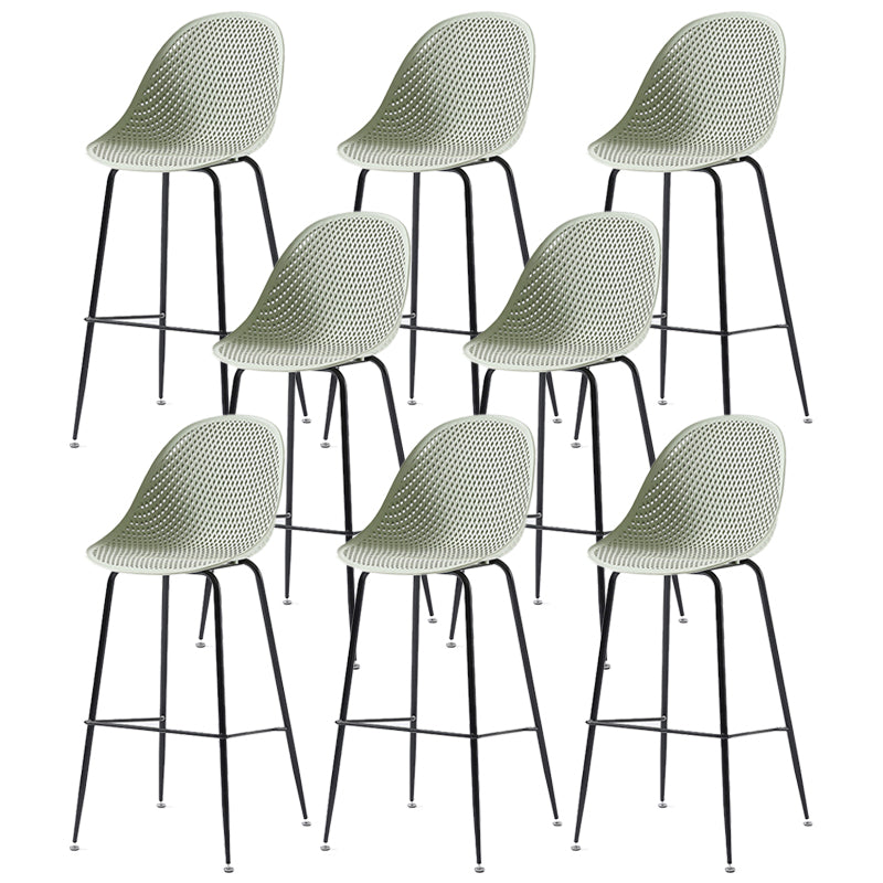 Bucket Plastic Counter Height Bar Stool Scandinavian Armless Stool with Metal Legs