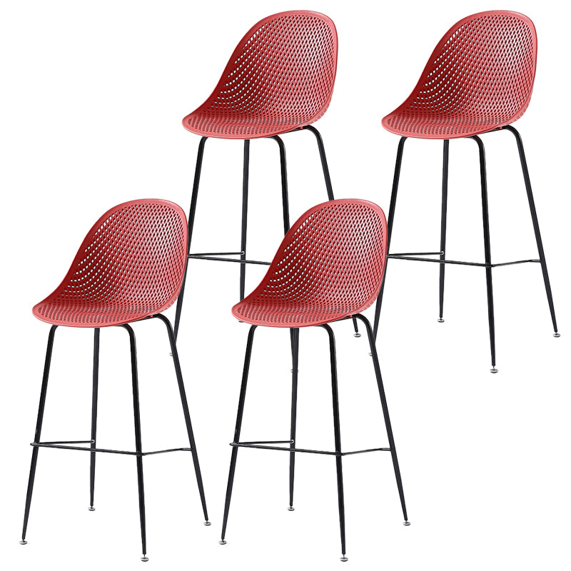 Bucket Plastic Counter Height Bar Stool Scandinavian Armless Stool with Metal Legs