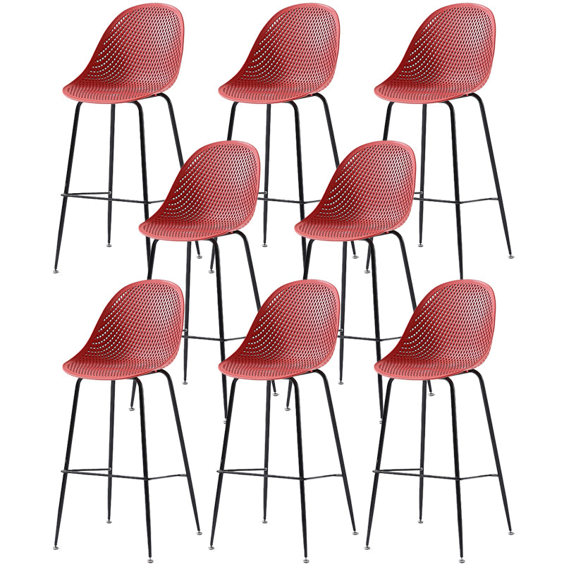 Bucket Plastic Counter Height Bar Stool Scandinavian Armless Stool with Metal Legs