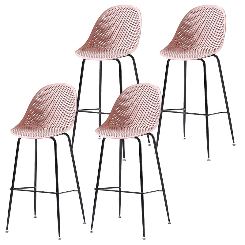 Bucket Plastic Counter Height Bar Stool Scandinavian Armless Stool with Metal Legs