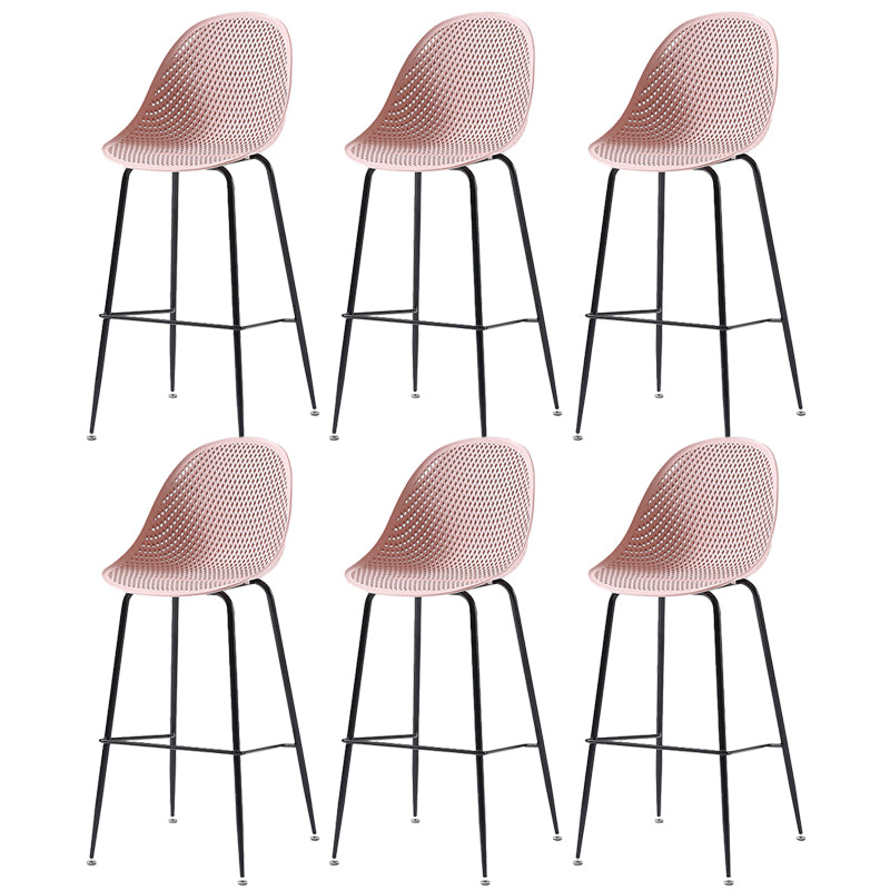 Bucket Plastic Counter Height Bar Stool Scandinavian Armless Stool with Metal Legs