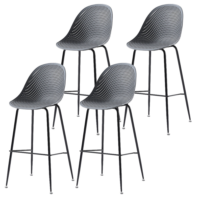 Bucket Plastic Counter Height Bar Stool Scandinavian Armless Stool with Metal Legs