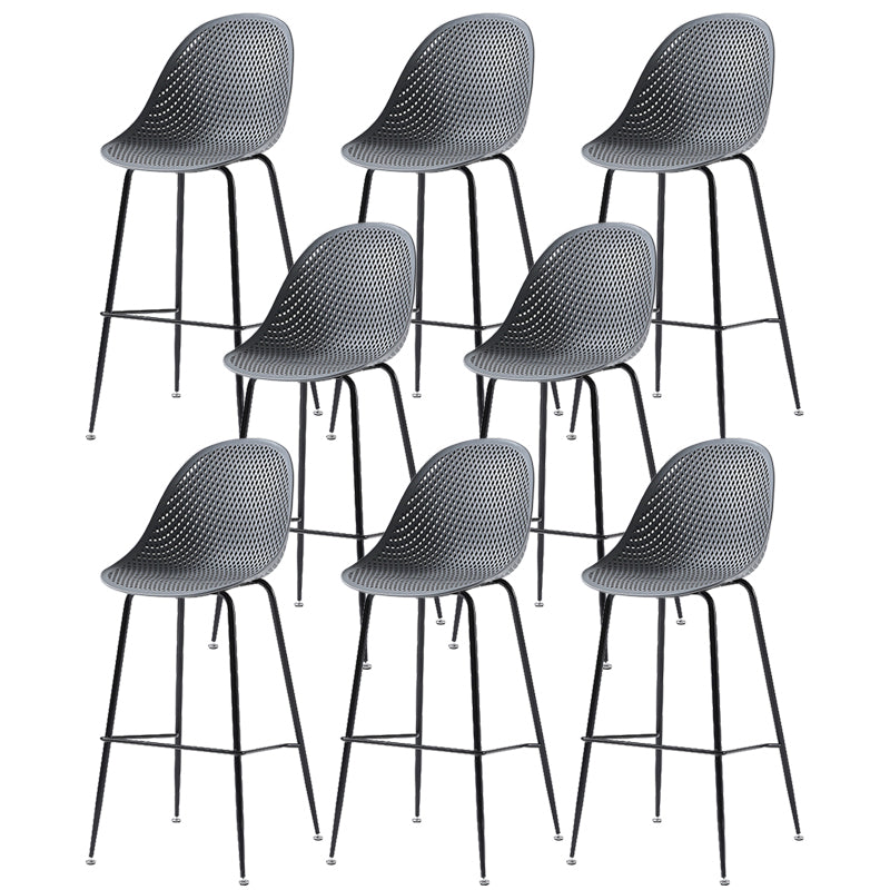 Bucket Plastic Counter Height Bar Stool Scandinavian Armless Stool with Metal Legs