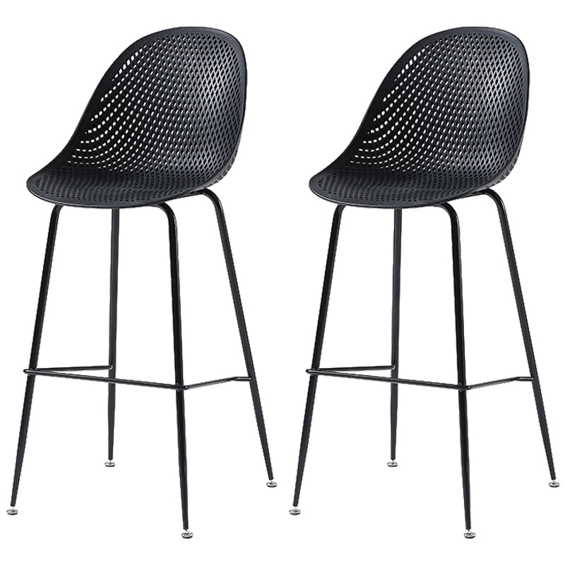 Bucket Plastic Counter Height Bar Stool Scandinavian Armless Stool with Metal Legs