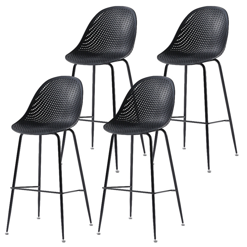 Bucket Plastic Counter Height Bar Stool Scandinavian Armless Stool with Metal Legs