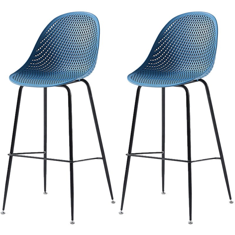 Bucket Plastic Counter Height Bar Stool Scandinavian Armless Stool with Metal Legs