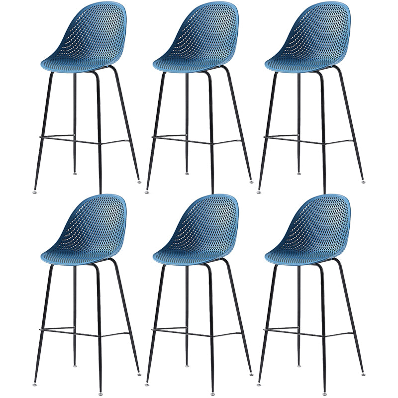 Bucket Plastic Counter Height Bar Stool Scandinavian Armless Stool with Metal Legs