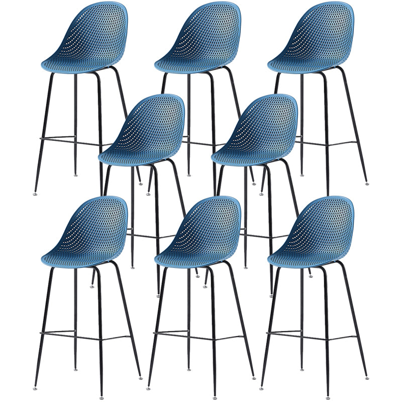 Bucket Plastic Counter Height Bar Stool Scandinavian Armless Stool with Metal Legs