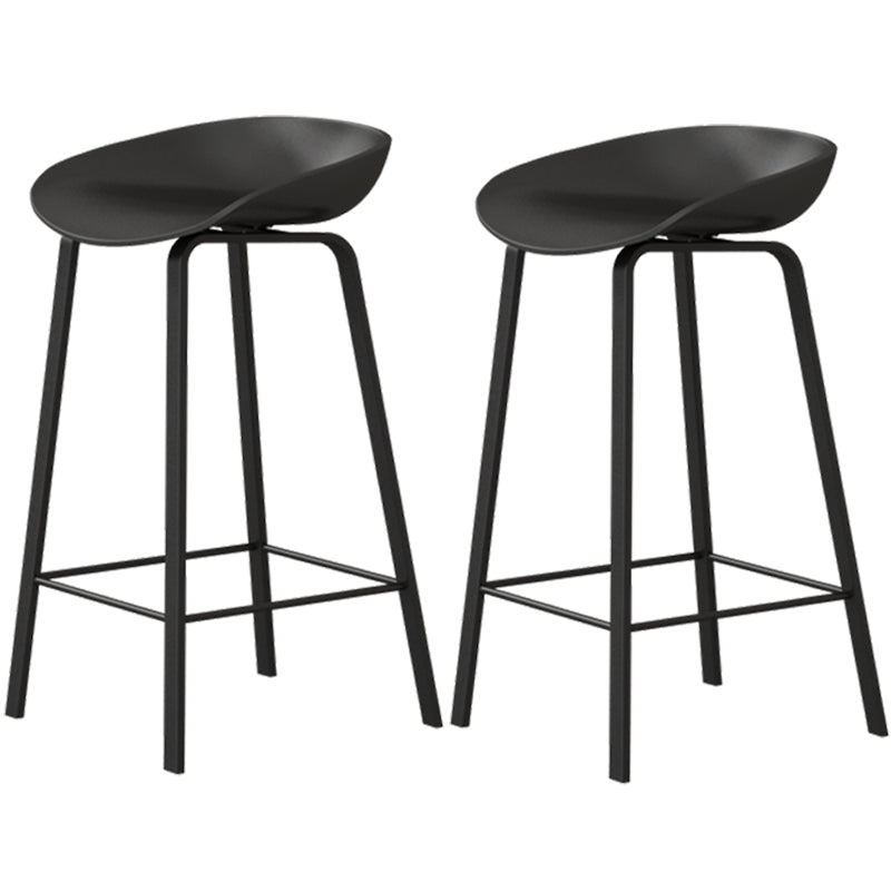 Modern Plastic and Metal Counter Stool Footrest Bucket Backrest Counter-height Stool