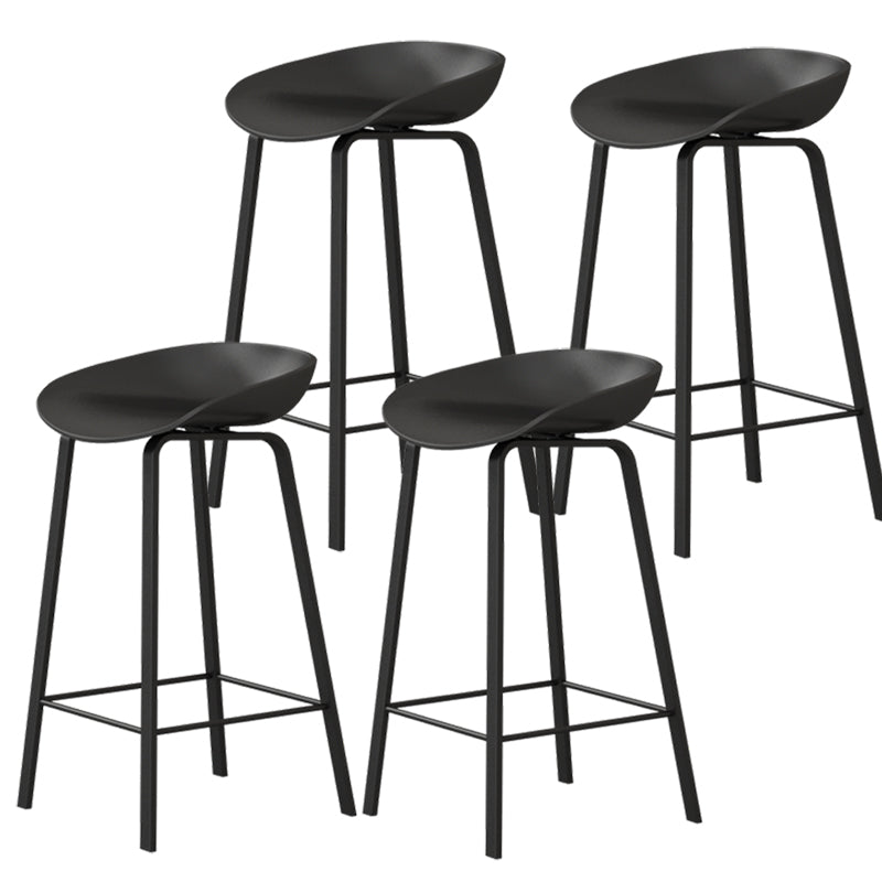 Modern Plastic and Metal Counter Stool Footrest Bucket Backrest Counter-height Stool
