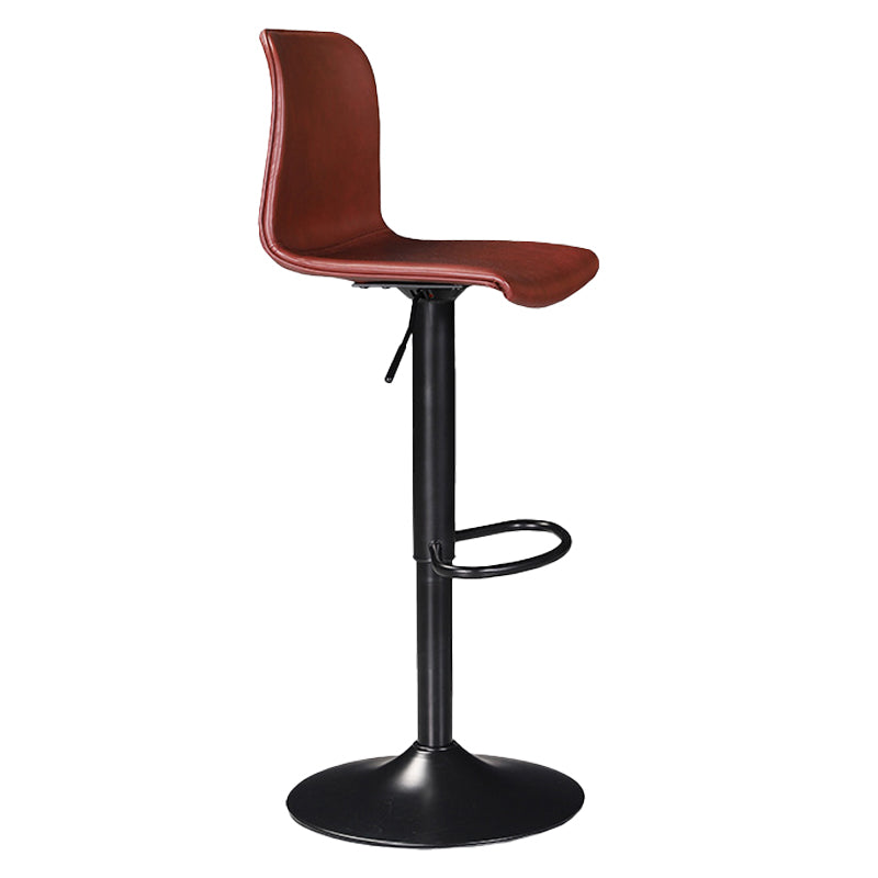 Scandinavian Adjustable Height Stool Leather Counter Stool with Footrest