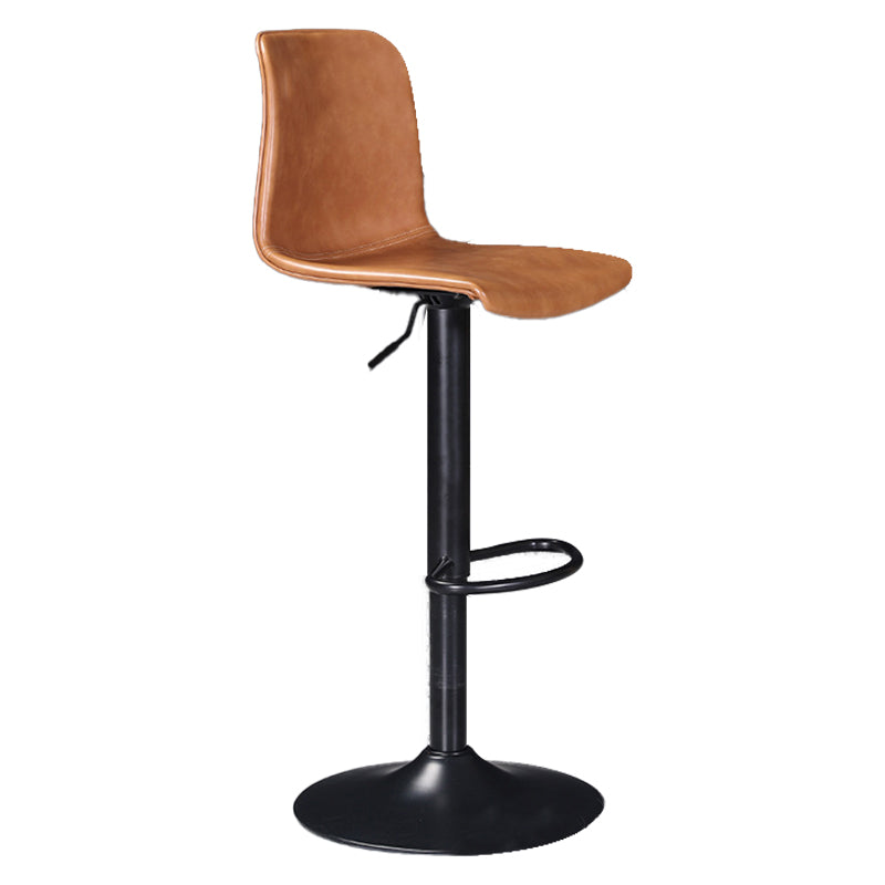 Scandinavian Adjustable Height Stool Leather Counter Stool with Footrest