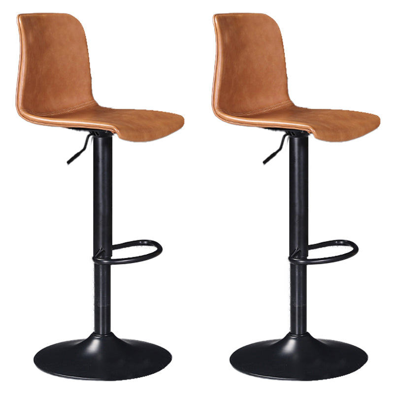 Scandinavian Adjustable Height Stool Leather Counter Stool with Footrest