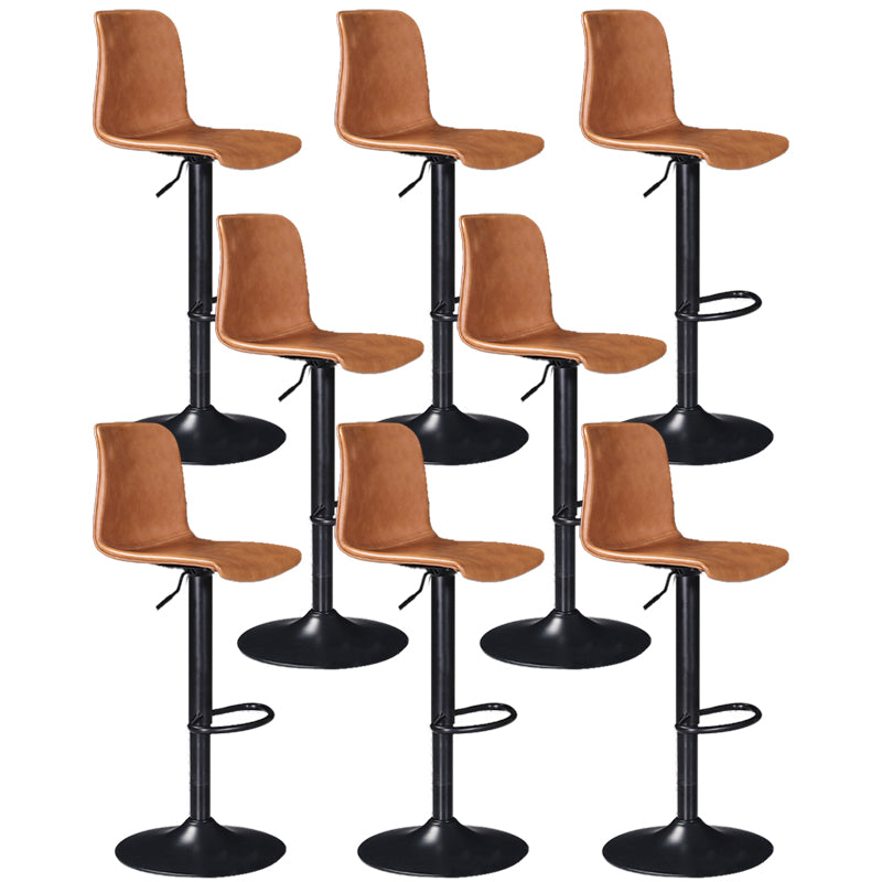 Scandinavian Adjustable Height Stool Leather Counter Stool with Footrest