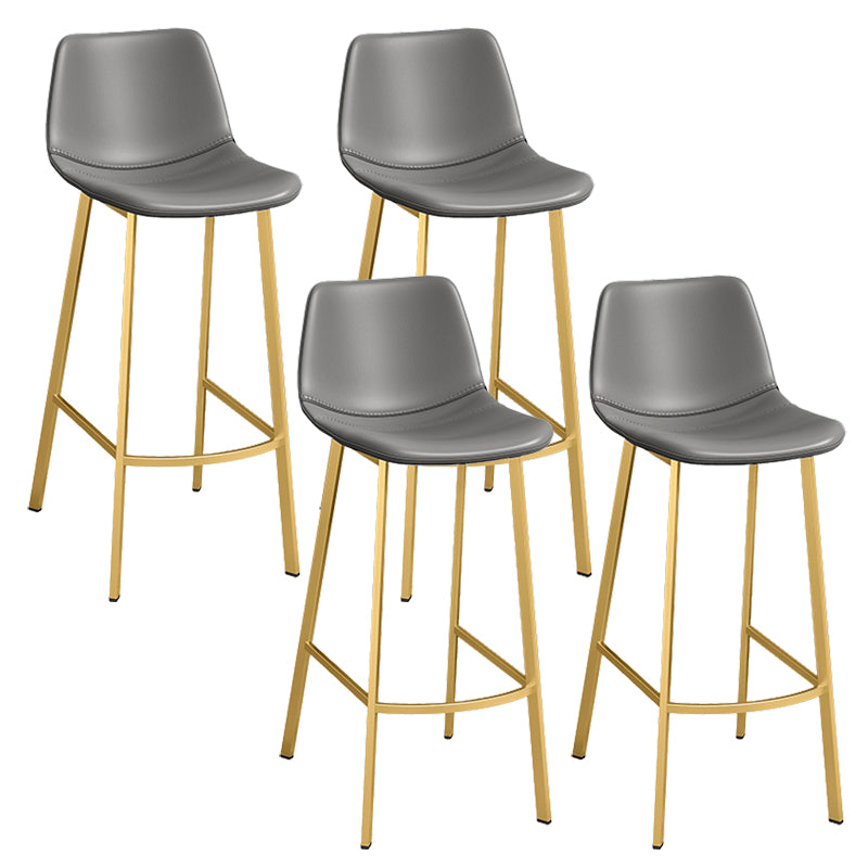 Glam Leather Upholstered Bar Stool Armless Low Back Stool with Gold Metal Legs