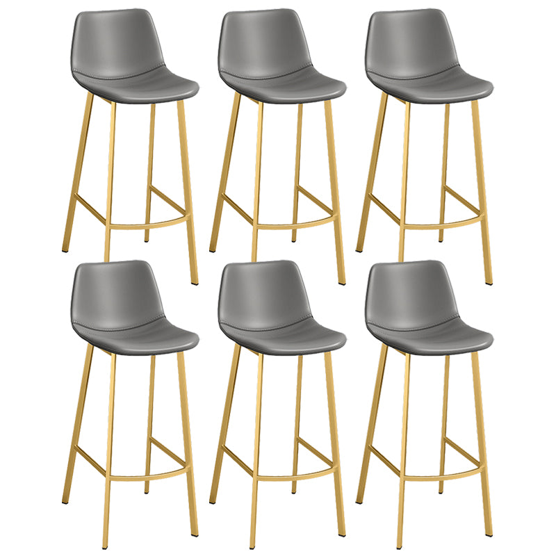 Glam Leather Upholstered Bar Stool Armless Low Back Stool with Gold Metal Legs