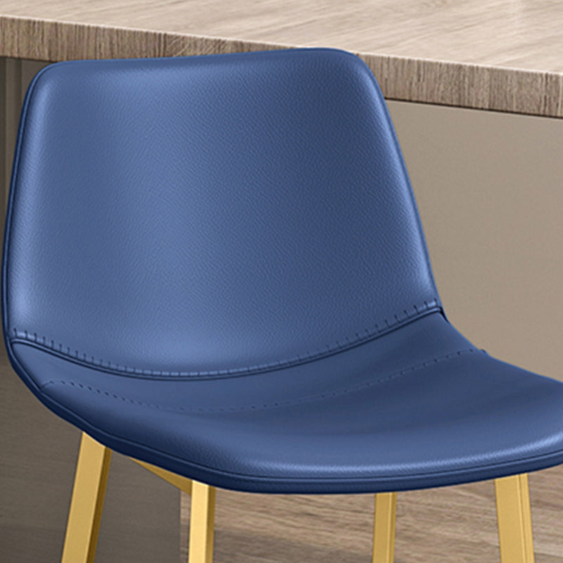 Glam Leather Upholstered Bar Stool Armless Low Back Stool with Gold Metal Legs
