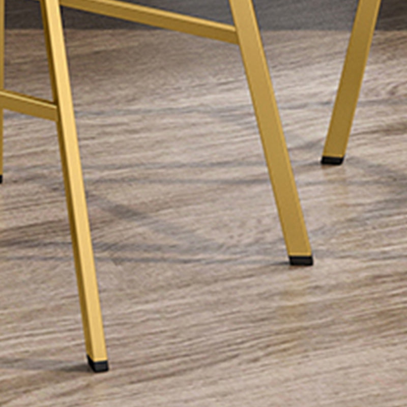 Glam Leather Upholstered Bar Stool Armless Low Back Stool with Gold Metal Legs